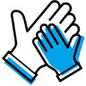 two hands clapping in blue and black design symbolizing celebration and support for eleven achievements