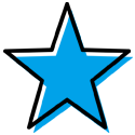 blue star illustration featuring a bold outline representing creativity and fun associated with number 15