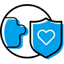 symbol representing global health and security with a shield and heart icon signifying protection and well being relevant to 13 essential health principles