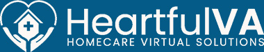 HeartfulVA logo representing homecare virtual solutions featuring a house and hands symbol emphasizing compassionate care and support for ten key services